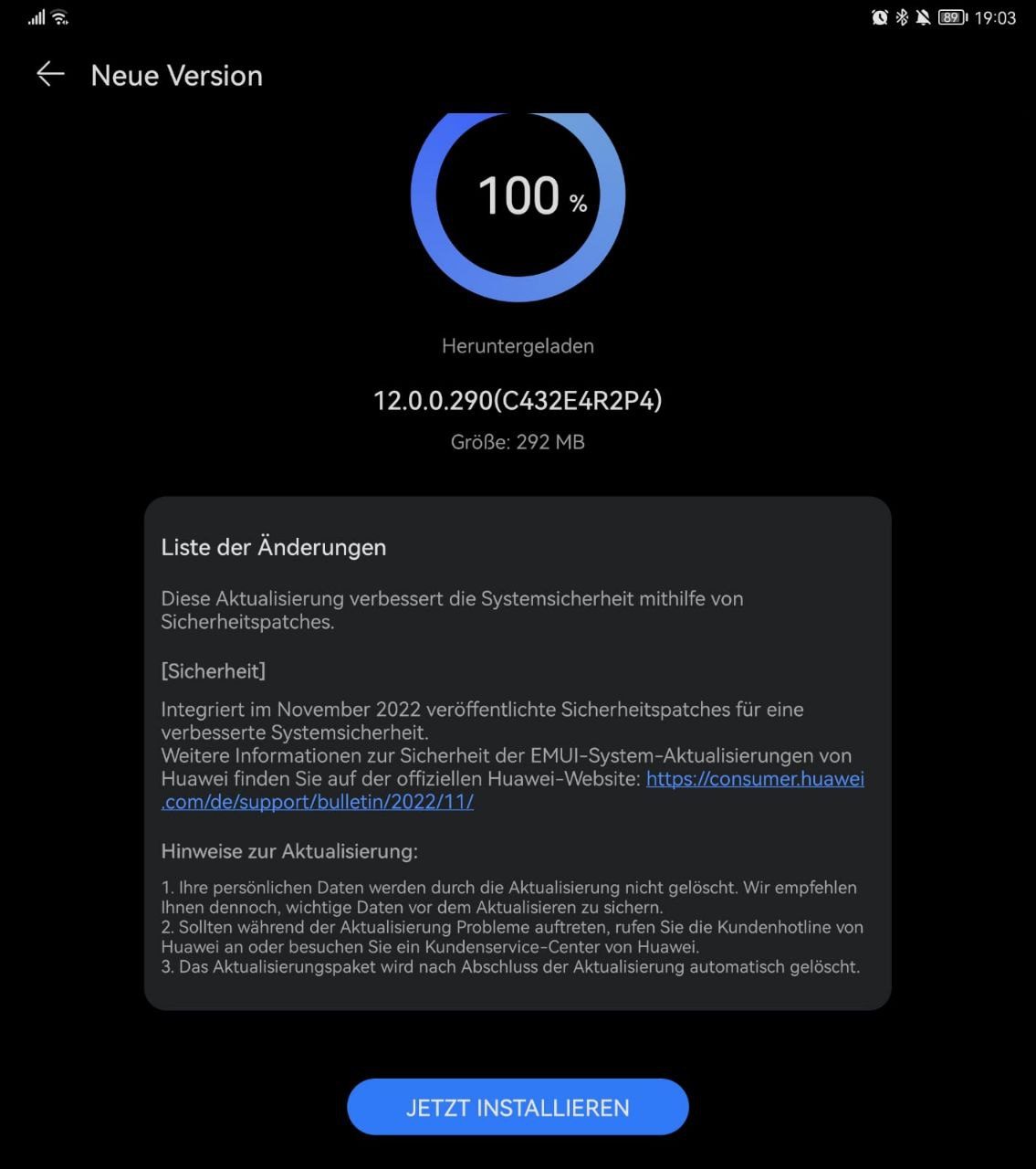 HUAWEI Mate Xs Firmwareupdate - Übersicht 2 HUAWEI Mate Xs Firmwareupdate - Übersicht 1