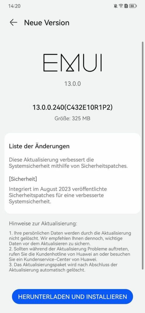 HUAWEI Mate 50 Pro Sicherheitspatch August 2023