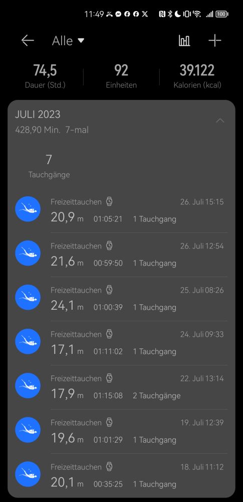 HUAWEI Watch Ultimate: Praxistest Tauchen 16 HUAWEI Watch Ultimate Tauchen Health App