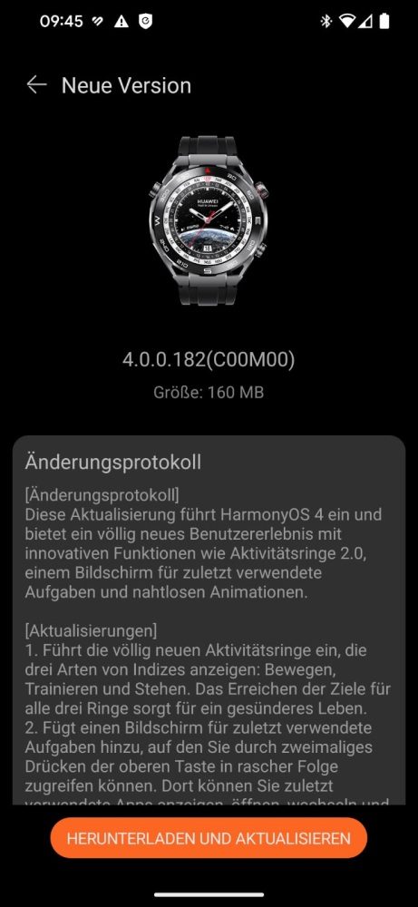 HUAWEI Watch Ultimate HarmonyOS 4 Firmware Update Changelog