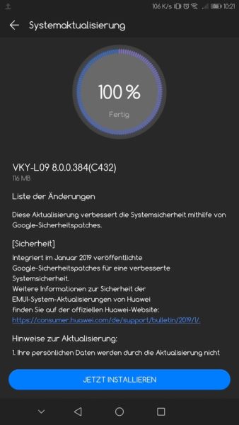Google Januar Patches für HUAWEI P10 Plus und P Smart 1
