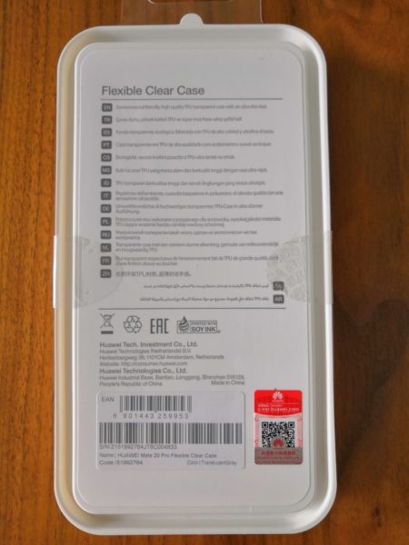 HUAWEI Mate 20 pro Flexible Clear Case - Verpackung hinten